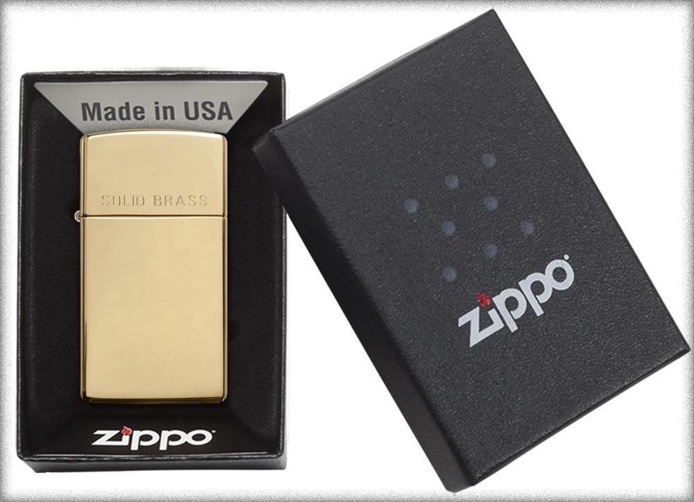Bật Lửa Zippo Slim Đồng Nguyên Khối Khắc Solid Brass