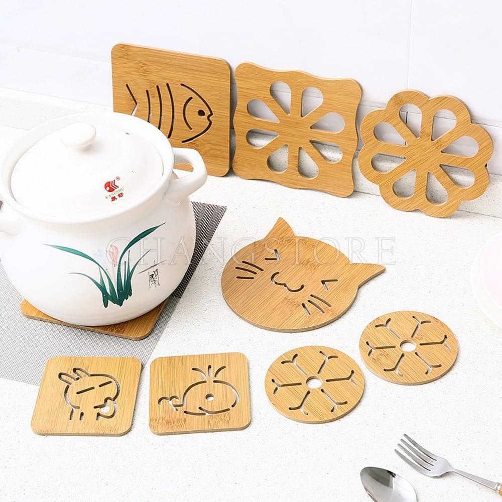 Miếng Lót Đáy Nồi, Cốc Chén Cách Nhiệt Chống Nóng Bằng Gỗ