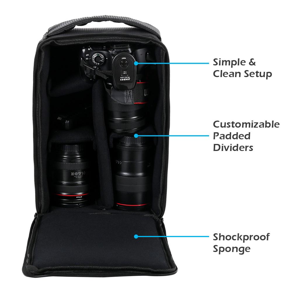 Túi máy ảnh DSLR có ngăn Túi đựng ảnh kỹ thuật số ngoài trời chống thấm nước đa năng cho máy ảnh Nikon Canon DSLR Màu đen S 15x22x16cm
