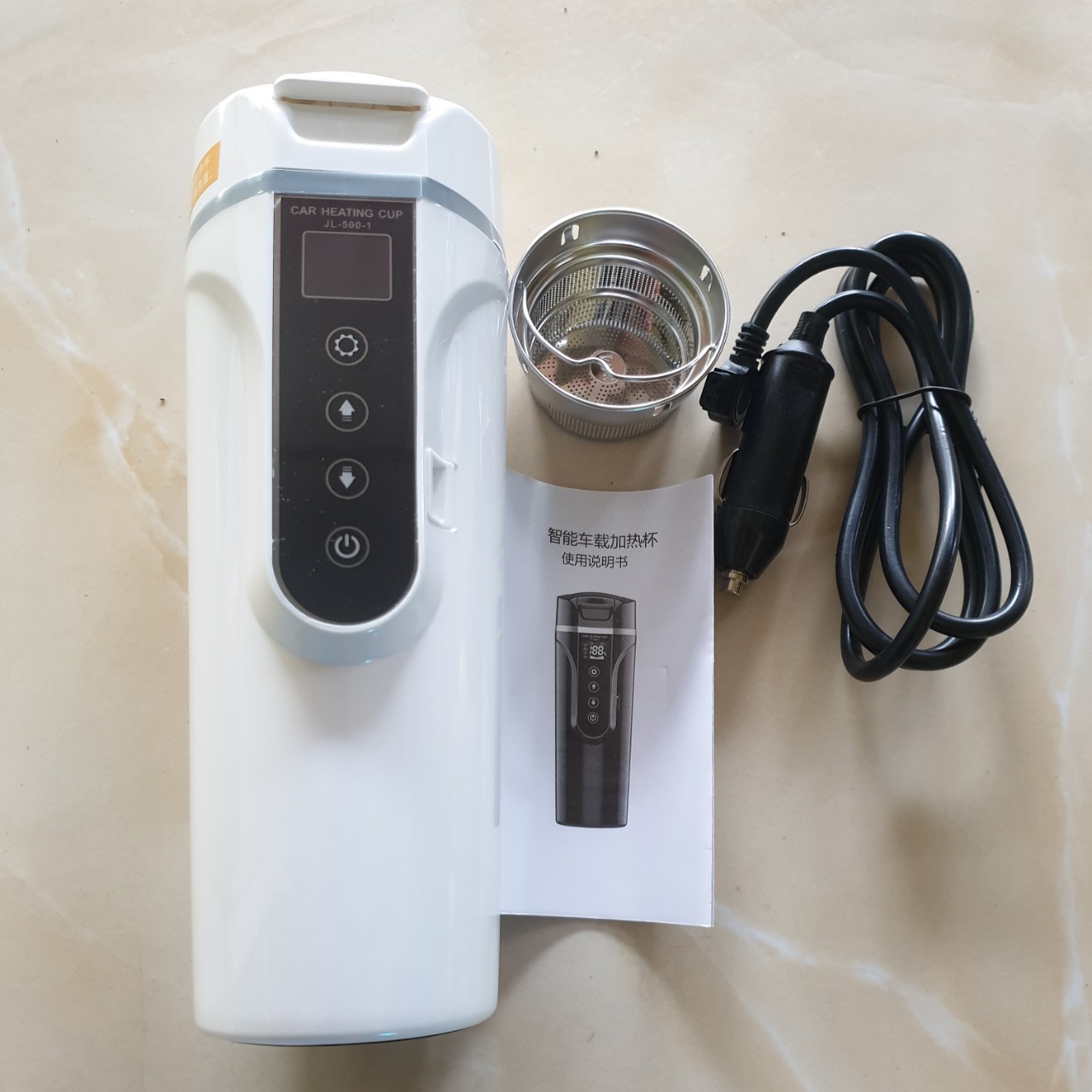 Bình nấu nước nóng ô tô xe hơi 500ml 12v-24v cảm ứng có chỉnh nhiệt độ đa năng thông minh mẫu mới