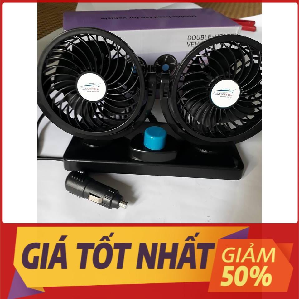 Deal Hot Deal Hot  Quạt đôi mini trên xe ô tô _12V