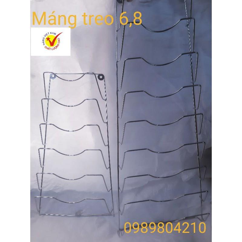 Kệ inox để vung,máng treo vung inox , Giá treo inox để nắp vung nồi 6, 9 tầng SUS304