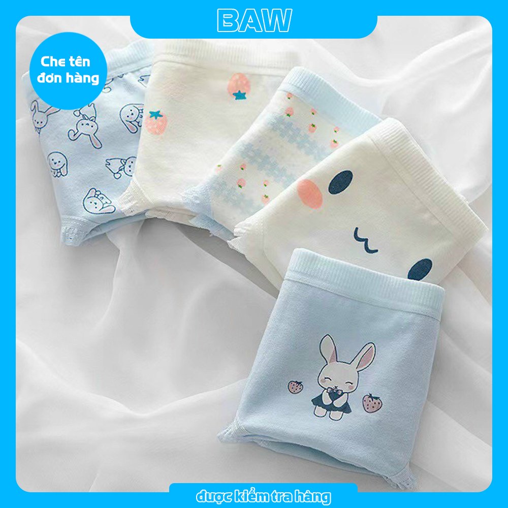 Quần Lót Nữ, Bộ 5 Quần Lót Nữ Cotton In Họa Tiết Dễ Thương Lót May Chống Viêm, Quần Chip Nữ Kháng Khuẩn Cao Cấp Thương Hiệu BAW QM4