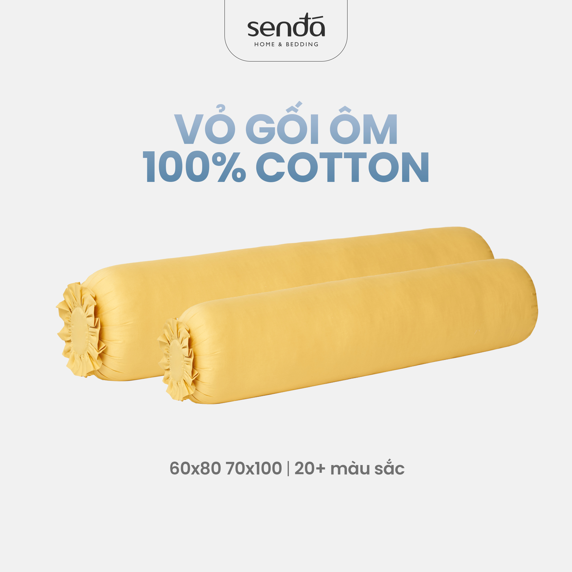 Vỏ gối ôm Cotton Twill Hàn Quốc 60x80 70x100 35x100cm Sen Đá Home Bedding trơn màu cao cấp, bao áo dây kéo khóa thô lụa