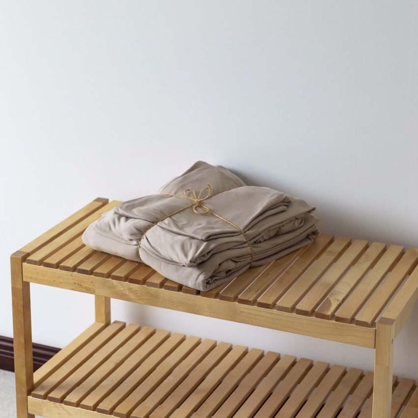 Bộ Chăn Ga Gối Cotton Xuất Nhật LIDACO Cao Cấp - Màu Be