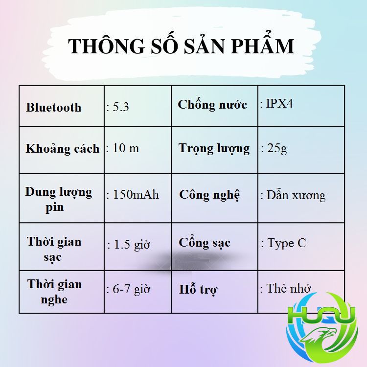 Tai Nghe Truyền Xương, Có Khe Cắm Thẻ Huqu X5 - Hàng Chính Hãng