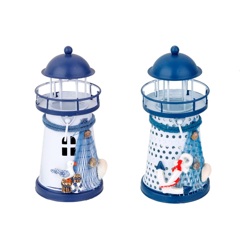 2 Cái 13.5 Cm Vẽ Tay Nhà Biển Mô Hình Kim Loại Đèn Hải Lý Trang Trí