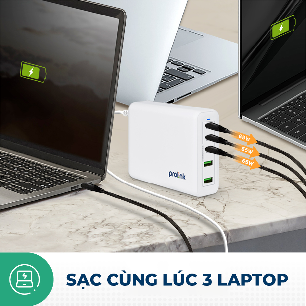 Củ sạc nhanh Prolink GD520001 5 cổng 200W công nghệ GAN phù hợp iPhone, Macbook, iPad, Laptop, Tablet - Hàng chính hãng