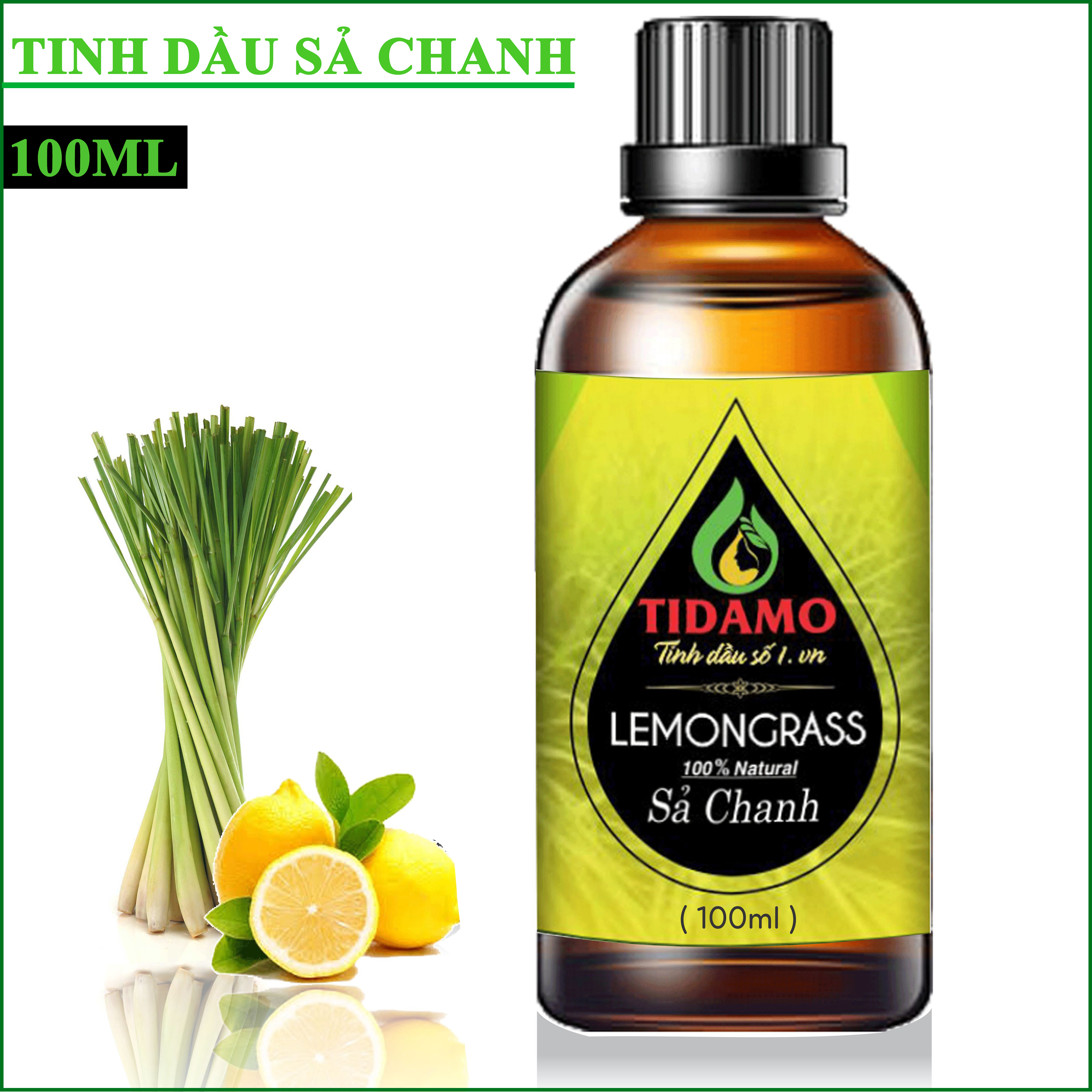 Combo Tinh Dầu Sả Chanh 100ML Và Chai Tinh Dầu Treo Phòng, Treo Xe, Treo Tủ Áo - Tinh Dầu Xông Phòng Sả Chanh TIDAMO Nguyên Chất Giúp Thư Giản, Đuổi Muỗi và Thơm Phòng