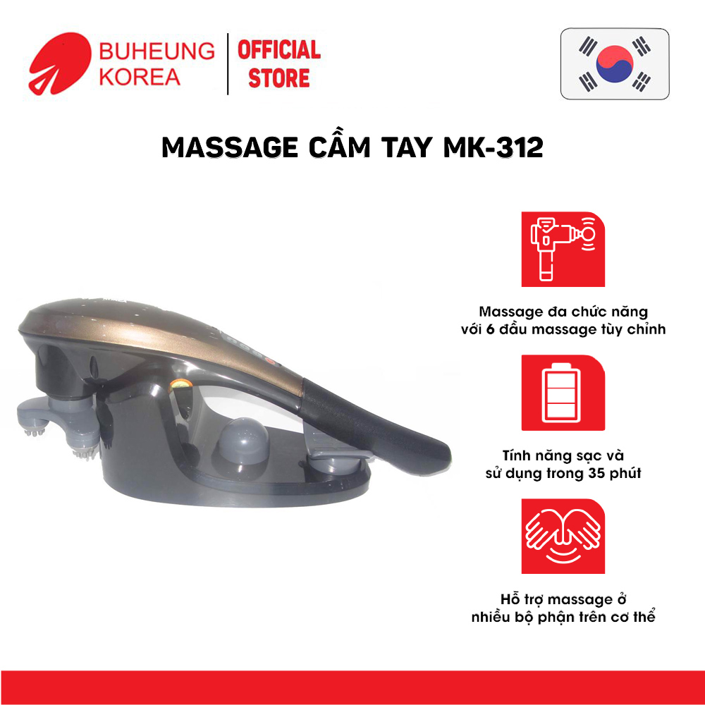 Máy Massage cầm tay Buheung MK-312, 7 cấp độ, 11 đầu massage, bảo hành chính hãng 12 tháng