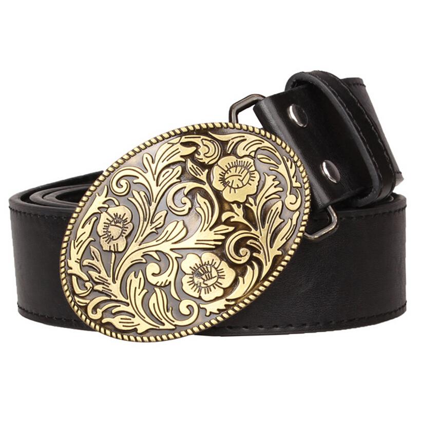 Thắt Lưng Thời Trang Retro Arabesque Hoa Văn Dây Thiết Kế Hoa Vàng Khóa Ả Rập Thắt Lưng Phong Cách Nam Da Bò Bò Thắt Lưng Nữ Quà Tặng