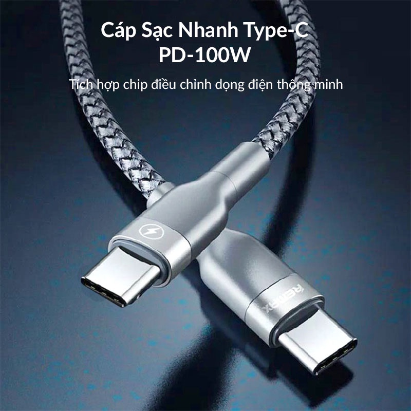 CÁP SẠC NHANH RM RC-172 TYPE C RA TYPE C 100W SẠC SIÊU NHANH-HT