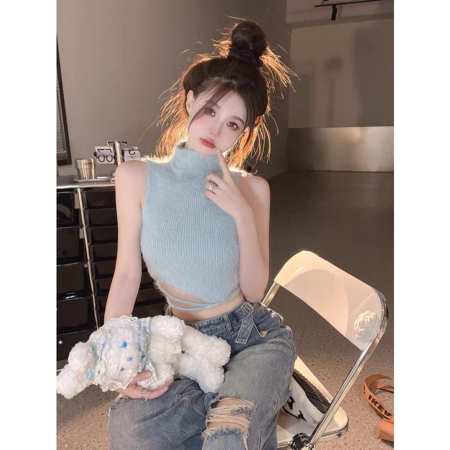 Áo croptop sát nách PINKSTORE29 chất lông, khoe lưng gợi cảm A5496