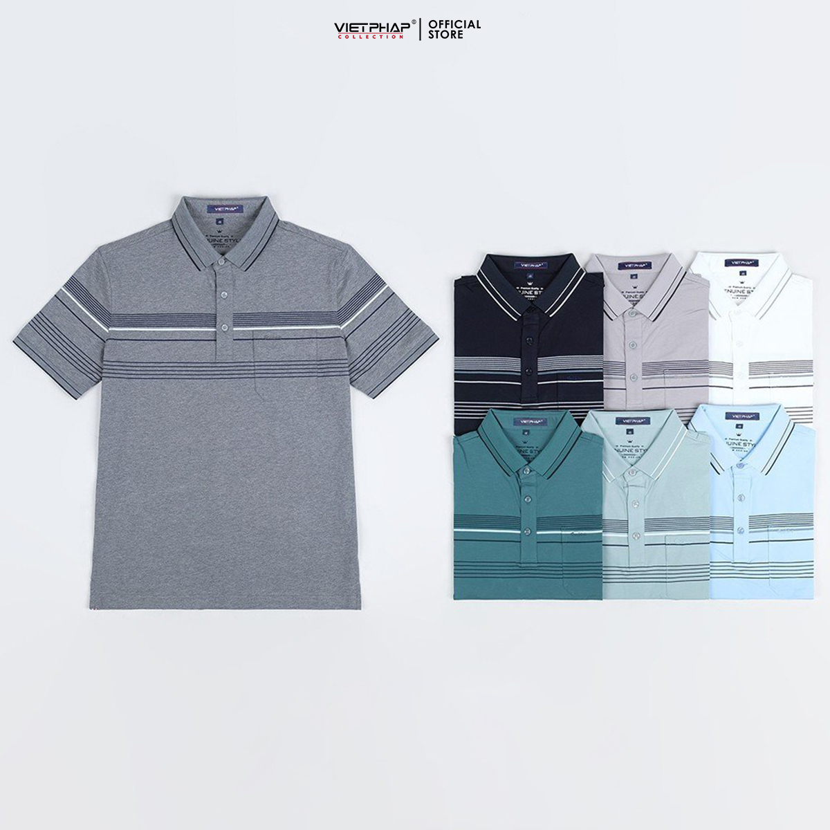 Áo Polo Nam VIỆT PHÁP Form Luxury - Thun 4 Chiều Lạnh lịch lãm, sang trọng 35698