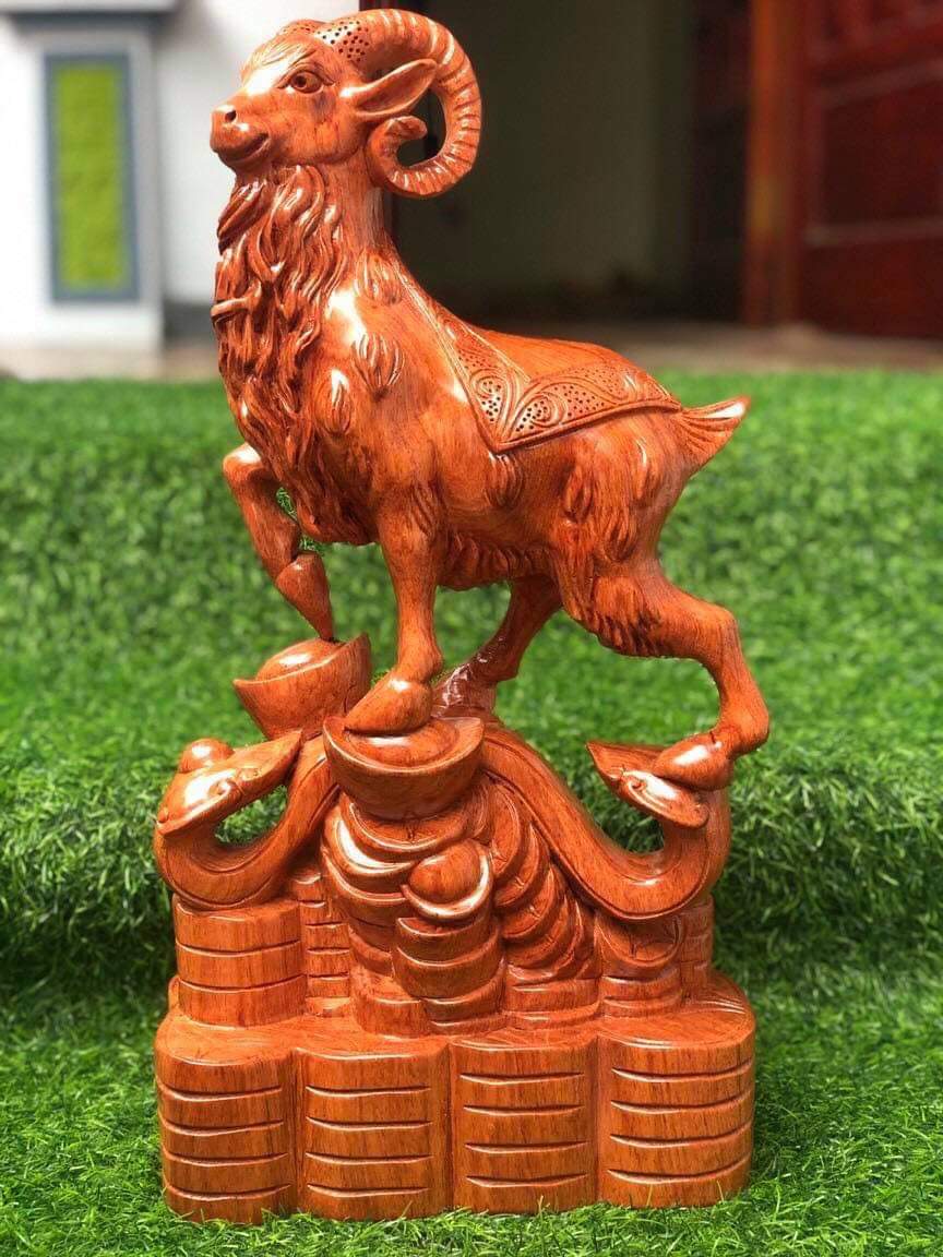 Tượng gỗ con Dê nhất dương cao 50cm