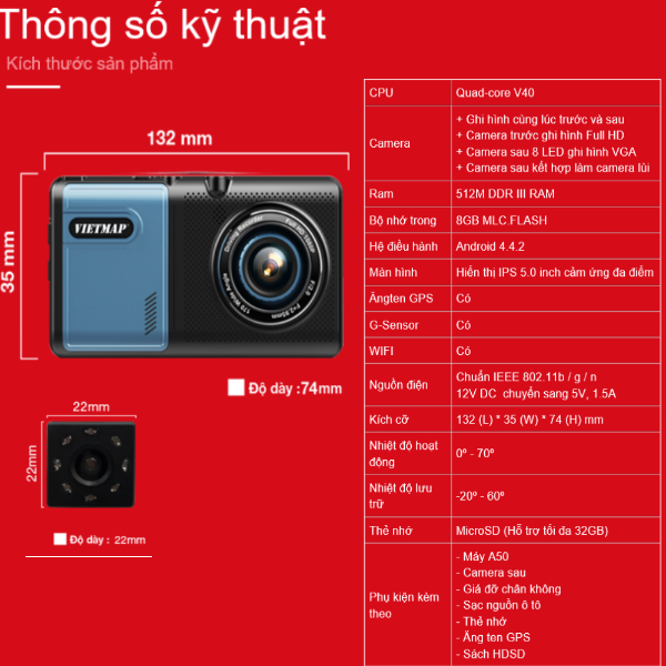 Camera Hành Trình Vietmap A50 (Thẻ 64gb) - Hàng Chính Hãng