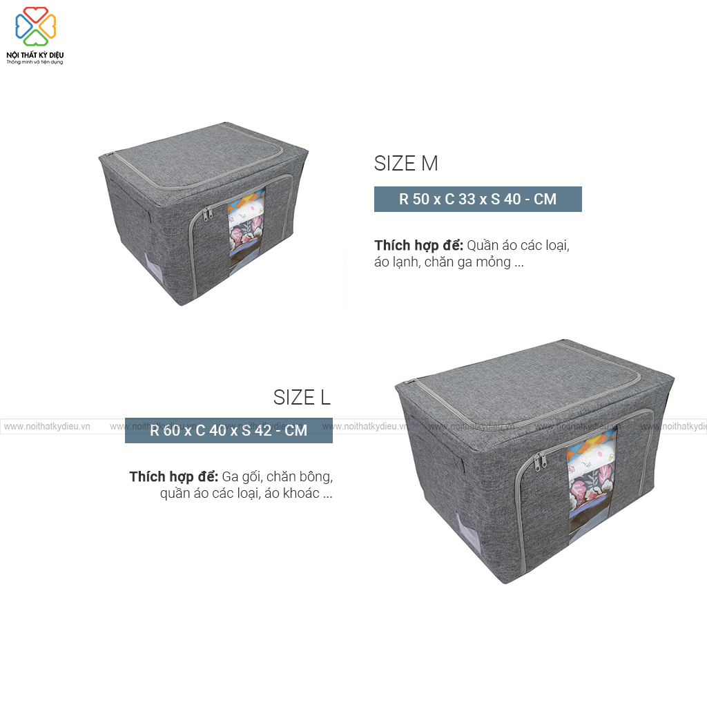HỘP VẢI ĐỰNG CHĂN MÀN KHUNG THÉP 2 CỬA