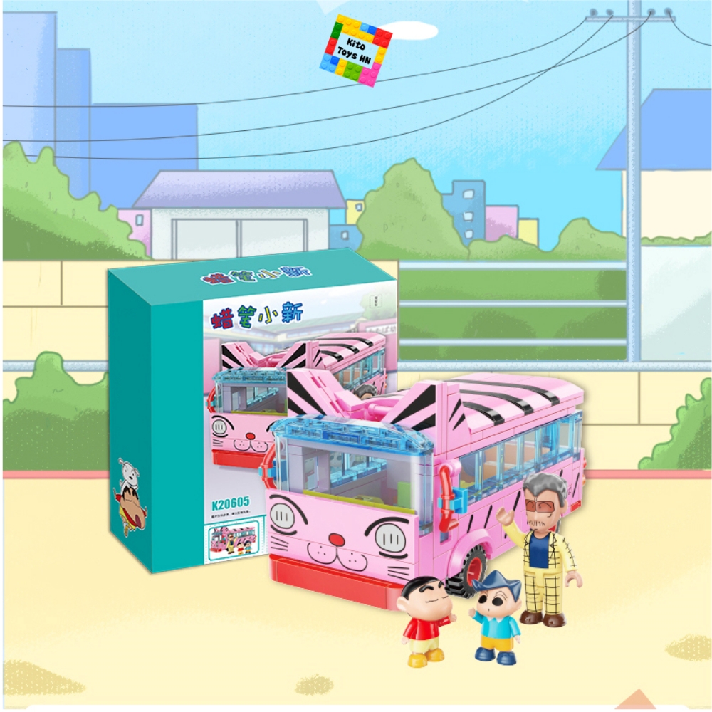 Đồ Chơi Shin Cậu Bé Bút Chì Xếp Hình Lắp Ráp Xe Bus Mèo K20605
