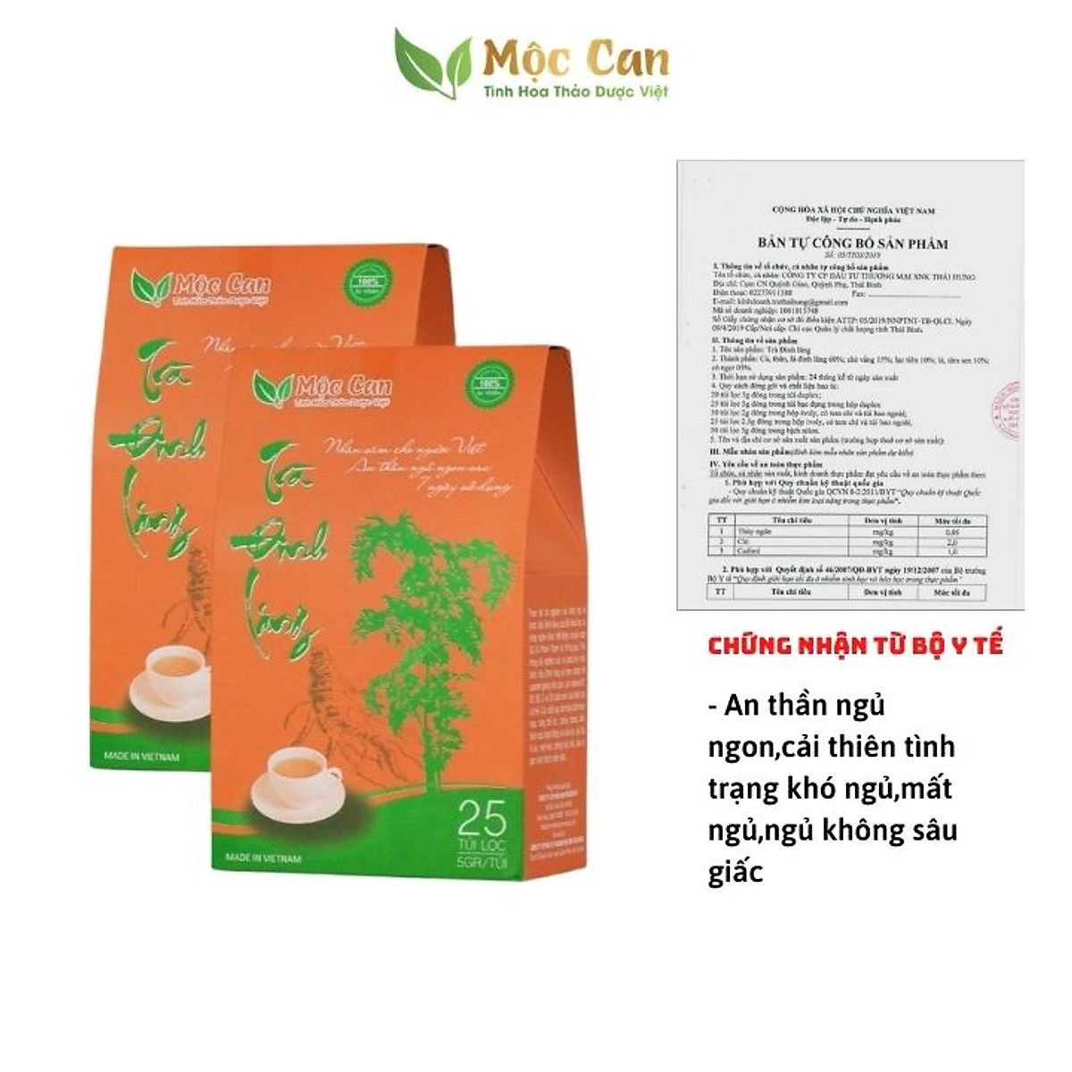 Combo 3 hộp Trà đinh lăng an thần ngủ ngon Mộc Can cải thiện tình trạng mất ngủ,khó ngủ ,ngủ không sâu giấc gói 25 túi lọc