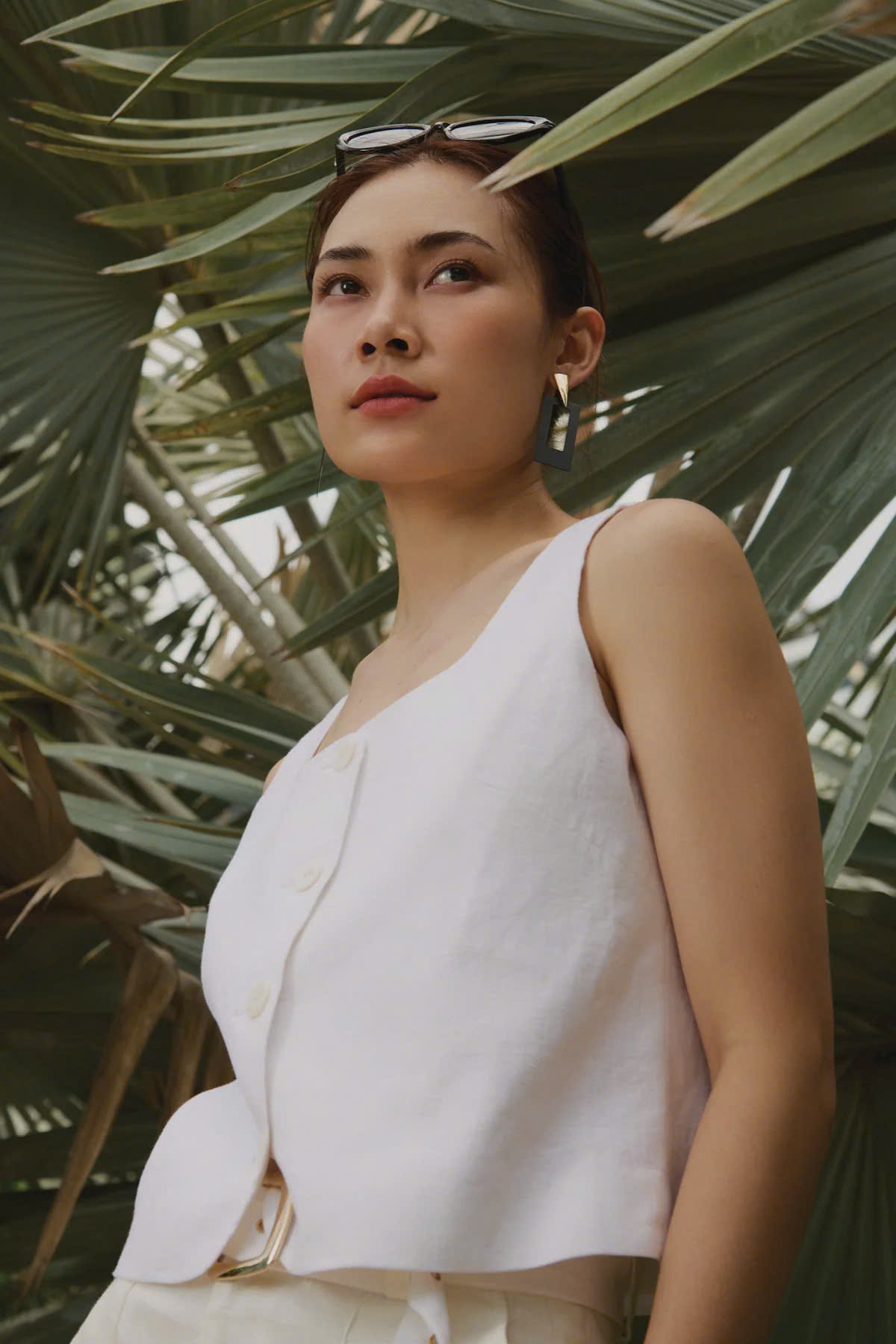 Áo Croptop Sát Nách Linen Trắng thời trang thiết kế Hity Top229