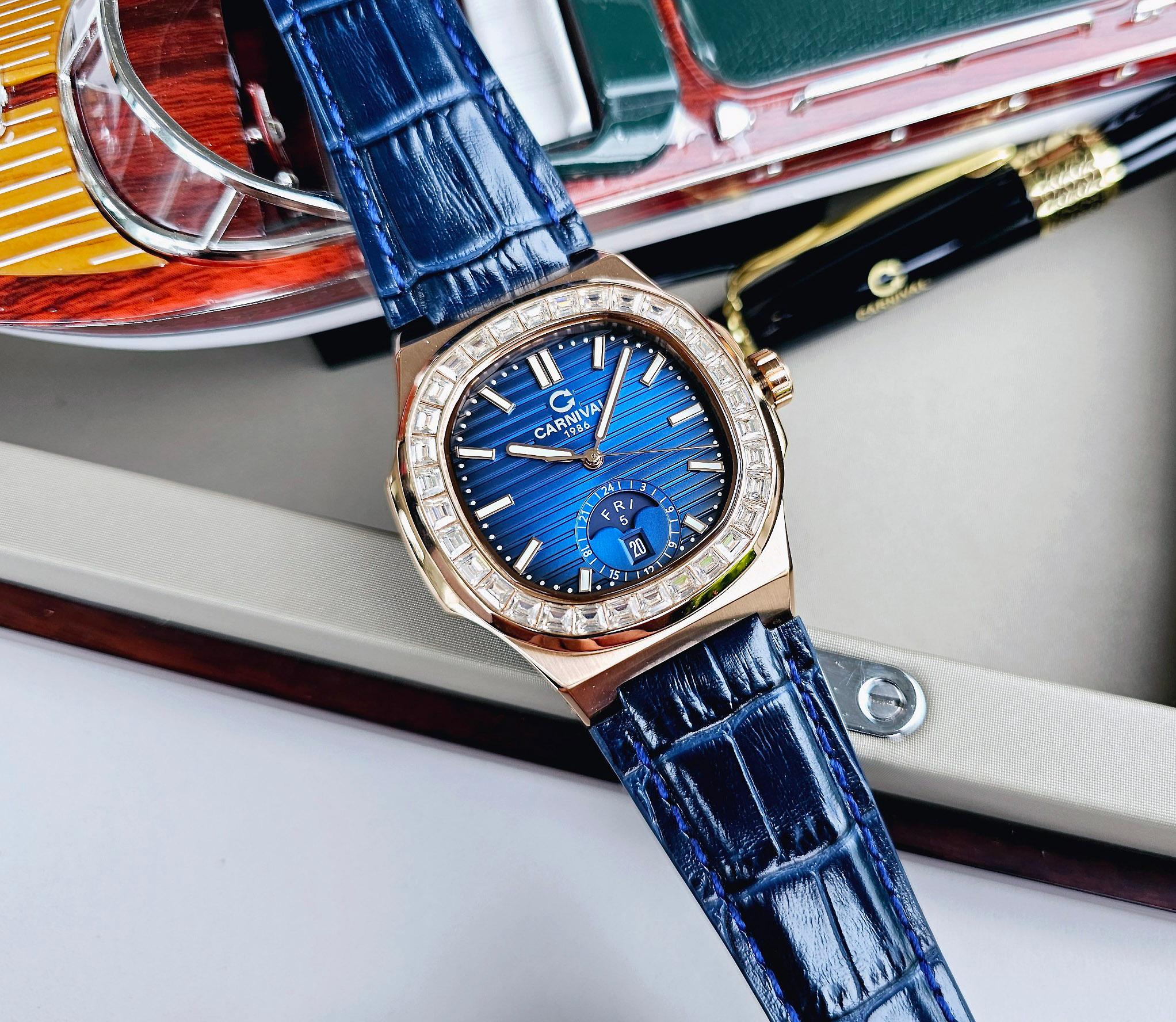 Đồng Hồ Nam Dây Da Carnival Nautilus 8110G-VH-D Automatic - Kính Sapphire - Size 41mm - 3 Màu - 8110G-VH-DD-D - 8110G-VH-DN-N - 8110G-VH-DX-X