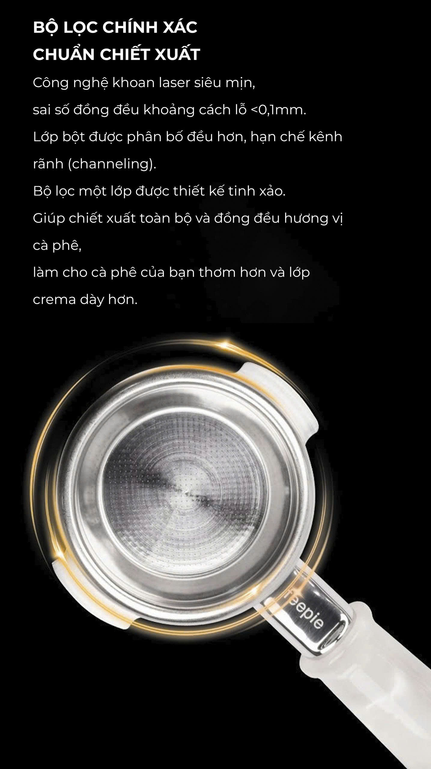 Tay cầm espresso không đáy kết hợp của gỗ và nhựa cây tư nhiên FEEPIE
