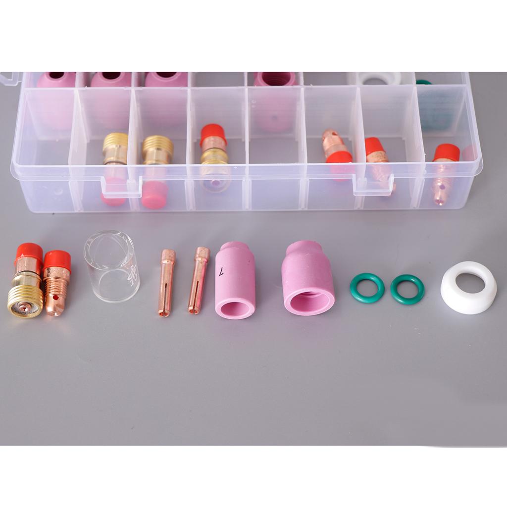 40PCS Nozzle Gas Lens Collet Pyrex Cup Consumables Kit For TIG Welding Torch