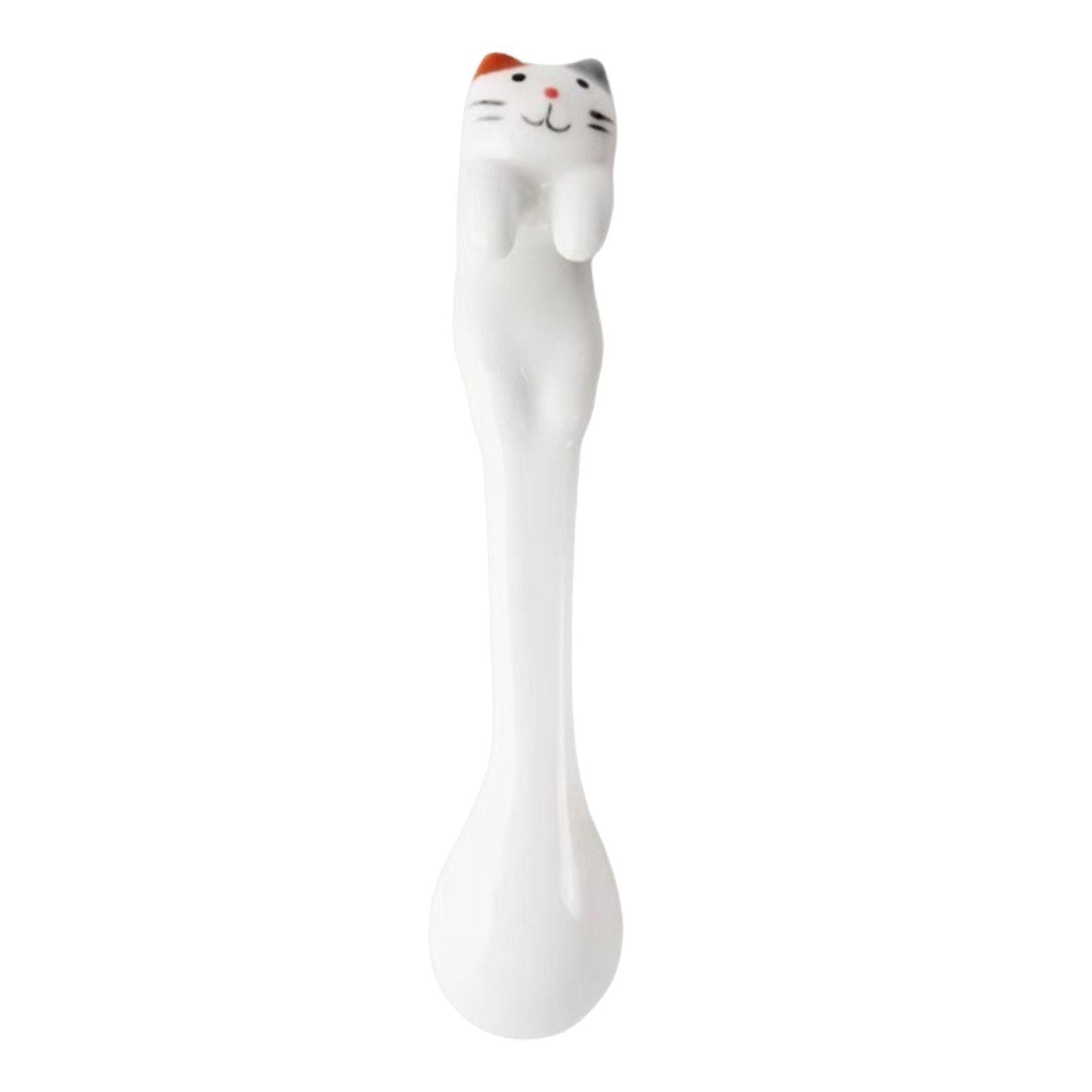 Hanging Coffee Spoon, Small Cat Animal Spoon, Kitchen Tools Ice Cream Flatware Ceramic Cat Spoon, Hangable Tea Spoon, for Kitchen Restaurant