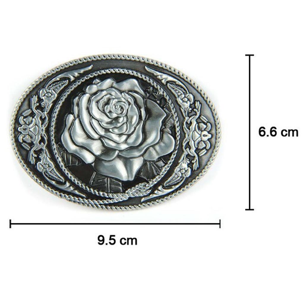 2pcs Classic Retro Belt Buckle Alloy Pink Flowers Carved Cowboy