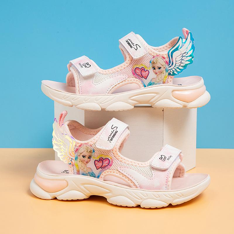 Dép sandal bé gái hình elsa Xăng đan đi học Dép quai hậu công chúa size 26-37