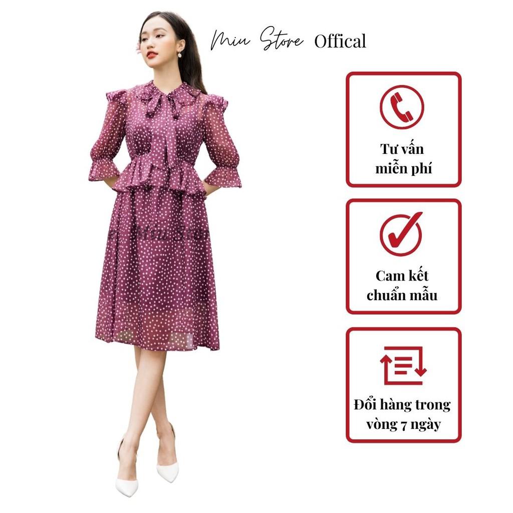 Đầm tay lỡ chấm bi dáng A xòe Miu Store D00131