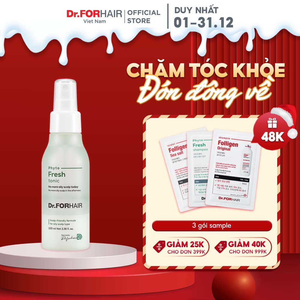 Tinh chất xịt dưỡng tóc cho tóc bết giảm dầu nhờn và mùi hôi da đầu Dr.FORHAIR Phyto Fresh Tonic 100ml