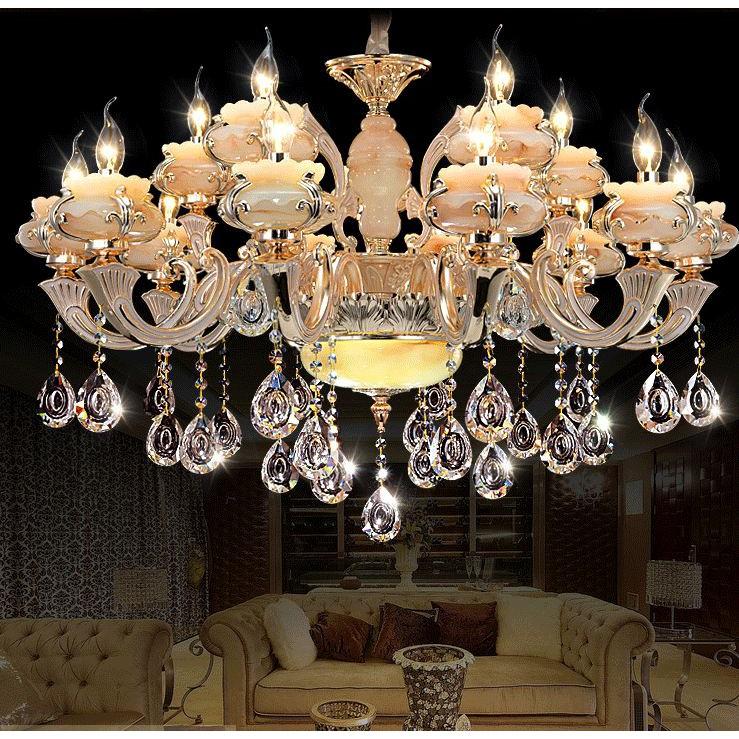 Đèn chùm trang trí pha lê cao cấp loại 15 tay chuẩn loại 1 kèm bóng LED nến