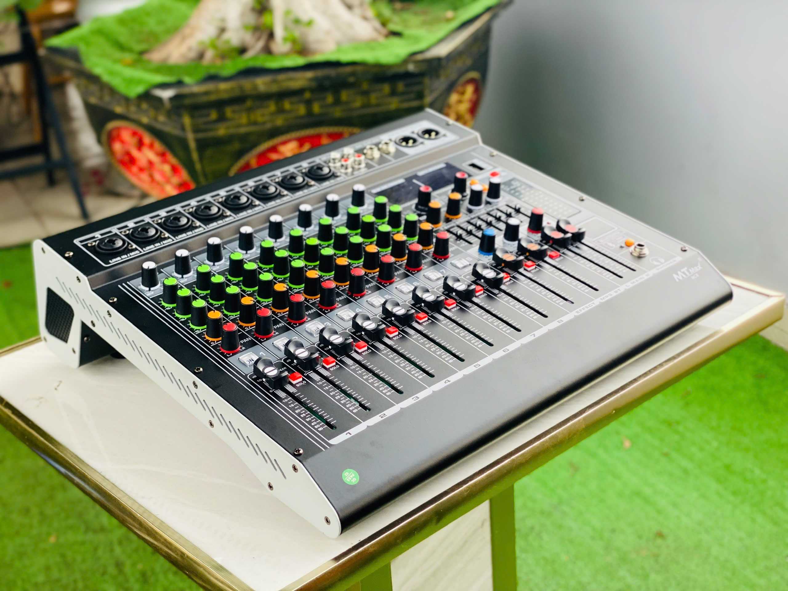 [tặng dây hoa sen] Mixer MC8 8 Kênh Chuyên Dụng nâng cấp âm thanh loa kéo, amply cũ Tích hợp Equalizer 99 hiệu ứng vang hàng nhập khẩu