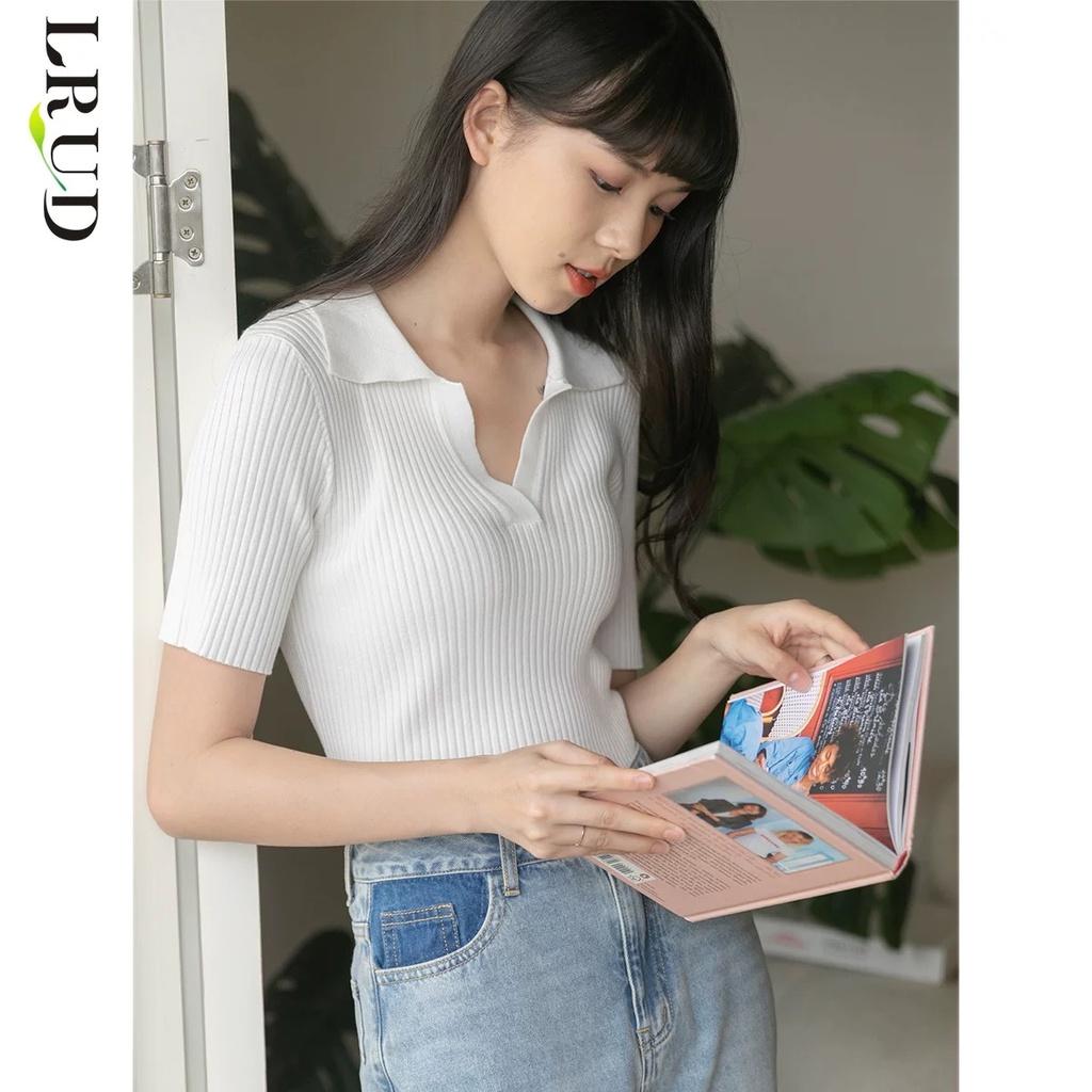 MS704 Áo polo len nữ cổ bẻ croptop nămg động