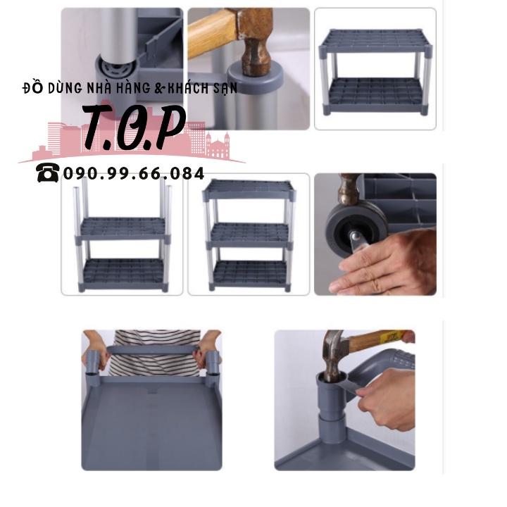 Xe Đẩy Nhựa 3 Tầng, Xe Dọn Thức Ăn 3 Tầng - Chưa Bao Gồm Thau