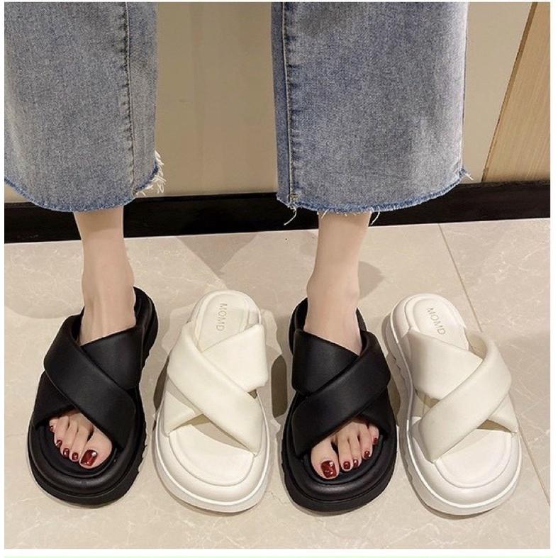 Dép nữ, dép ulzzang quai chéo đế dày phong cách Hàn Quốc