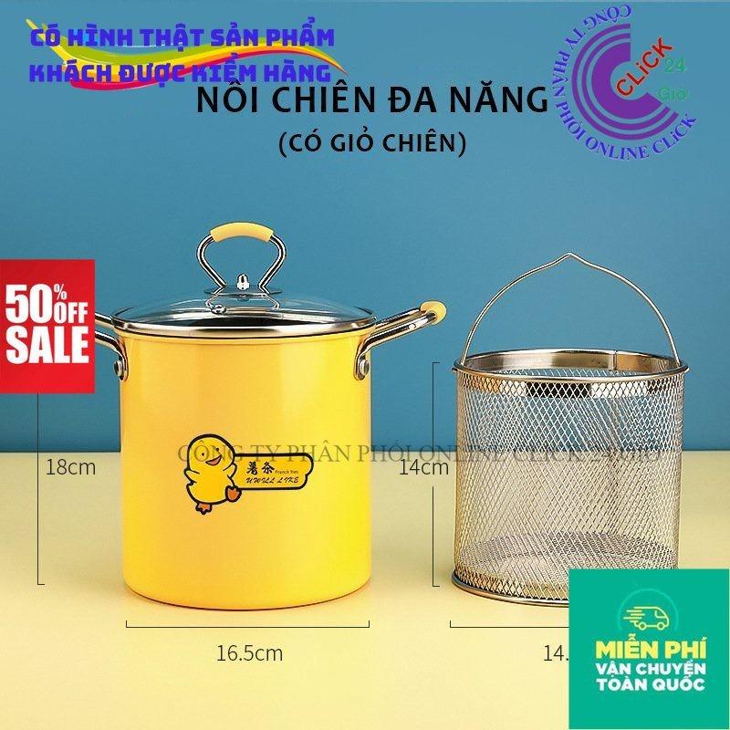 Nồi Chiên Ngập Dầu Vịt Vàng Kèm Rổ Inox Cao Cấp - Hàng Cao Cấp