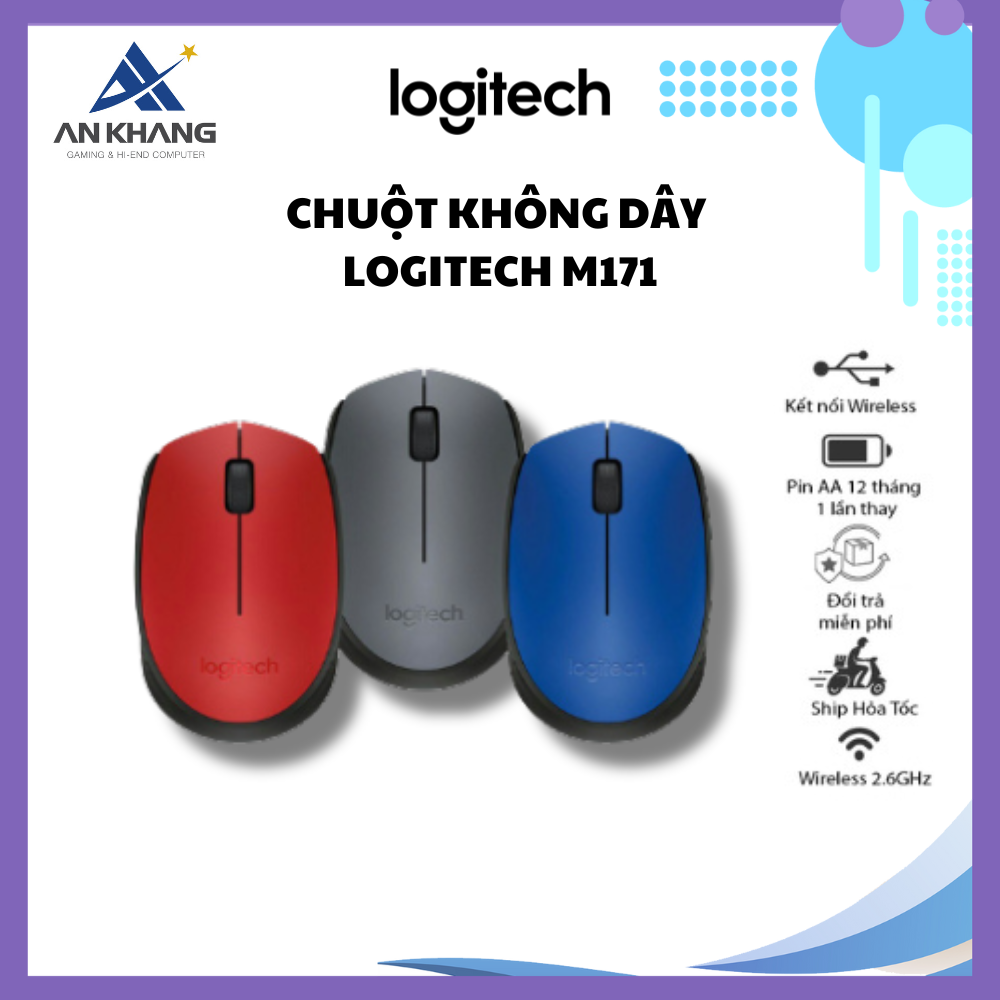 Chuột không dây Logitech M171 - Hàng Chính Hãng - Bảo Hành 12 Tháng