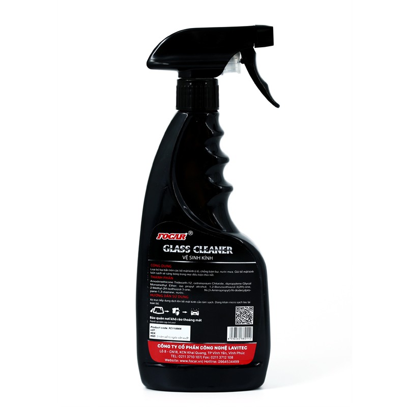 Dung dịch vệ sinh kính ô tô Focar Glass Cleaner 500ml ( Tặng kèm khăn lau Microfiber)