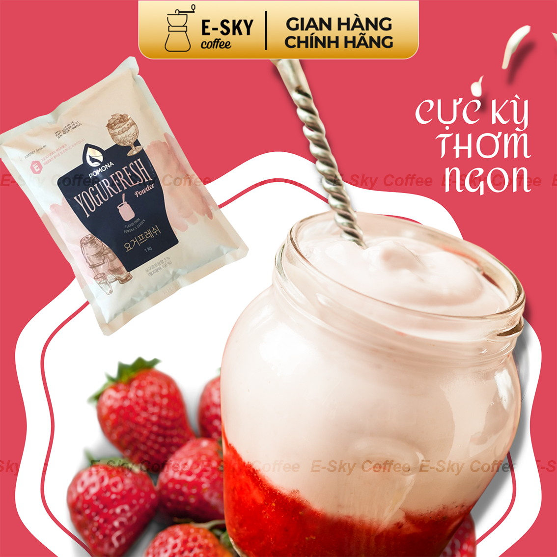 Bột Sữa Chua Pomona Yogurt Powder Nguyên Liệu Pha Chế Sữa Chua Hàn Quốc Gói 1kg