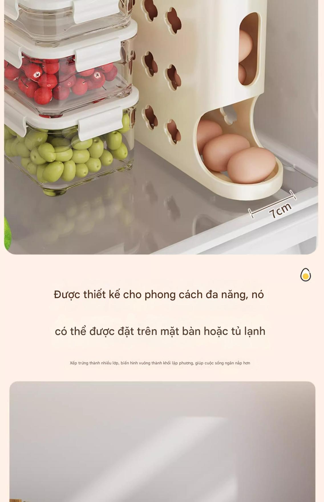 Hộp đựng trứng lăn thông minh – Kệ để trứng chuyên dụng cho cửa tủ lạnh, hộp bảo quản trứng tiện lợi, giúp sắp xếp gọn gàng, giữ trứng tươi lâu