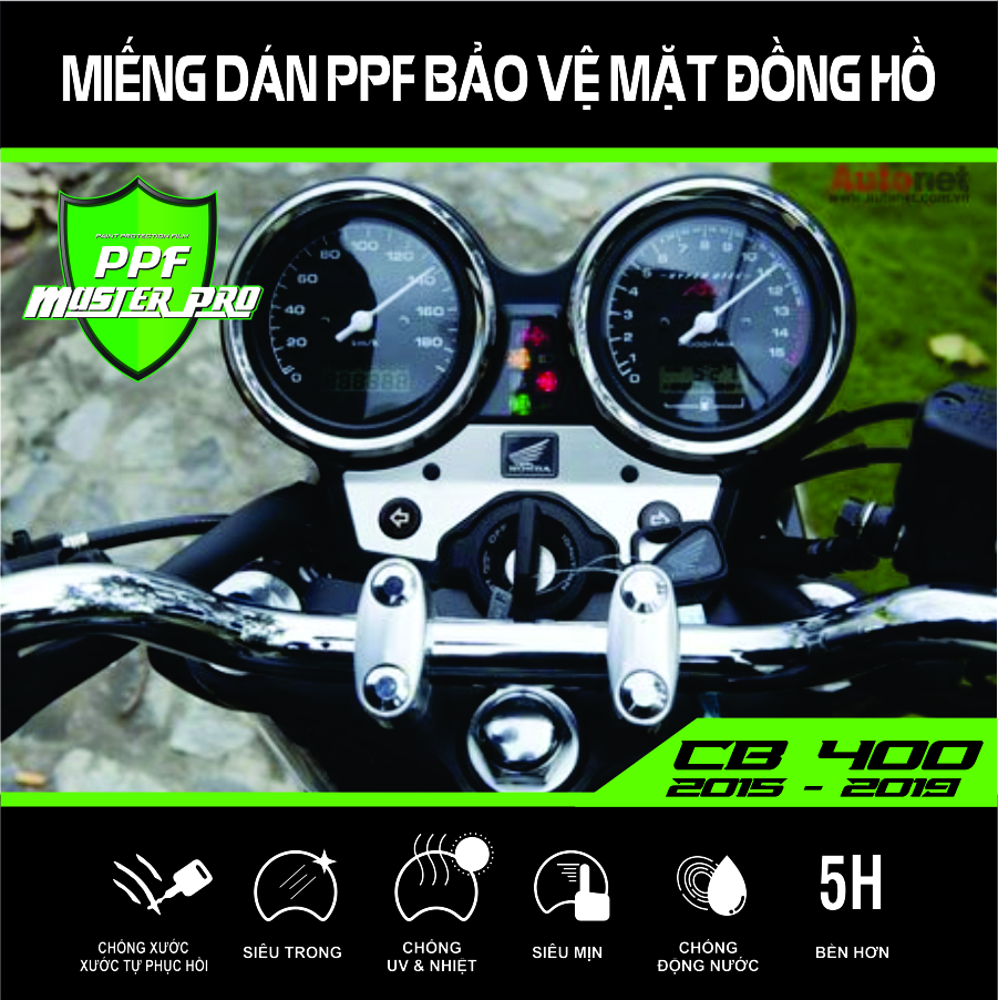 Miếng Dán PPF Bảo Vệ Mặt Đồng Hồ Xe CB 400 | Chất Liệu Film PPF