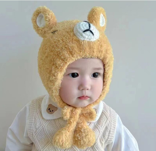 Mũ len Gấu xù lông nhắm mắt MS02 cho bé từ 6 tháng đến 2 tuổi mẫu mới cực xinh