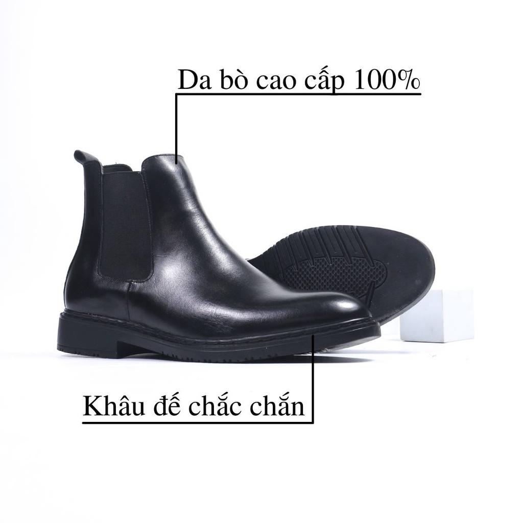 Giày da công sở Chelsea Boots Classic mũi tròn CB.CLA da bò cao cấp nhập khẩu, Lucas Shoes bảo hành 1 năm