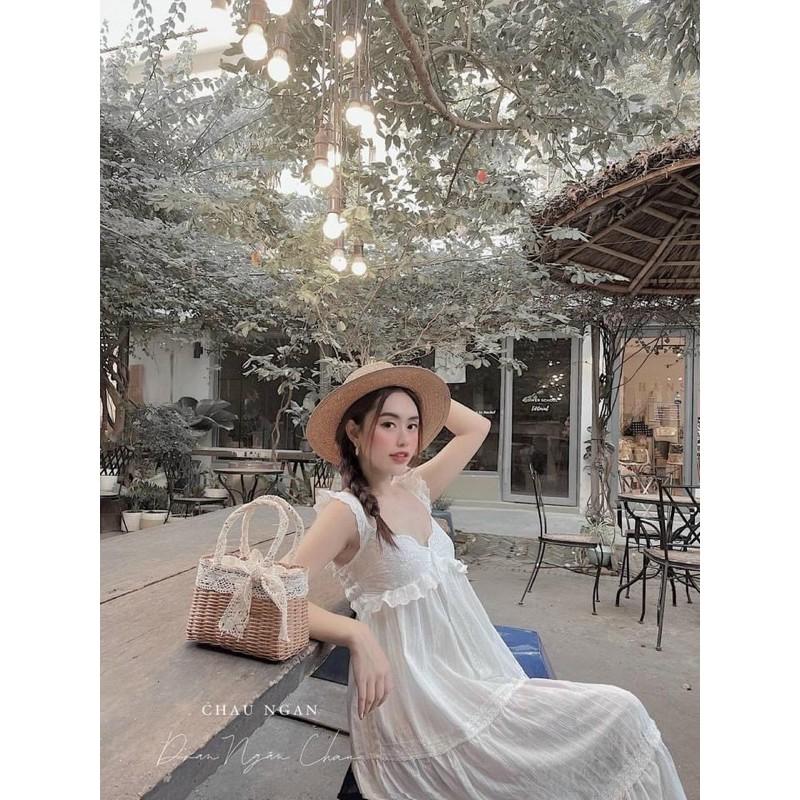 Đầm 2 dây bản to kèm mút ngực chất cải thô chuẩn hàng shop-C