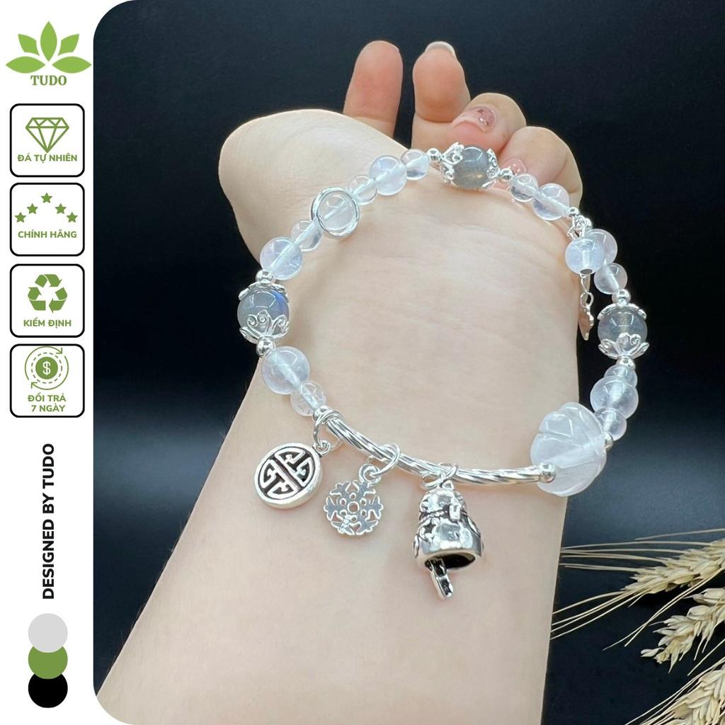 Vòng Tay Nữ Đẹp - Vòng Phong Thủy Mệnh Kim, Thủy TUDO VCBMOON VCBXC AG925 Charm Mèo, Bông Tuyết B21K800