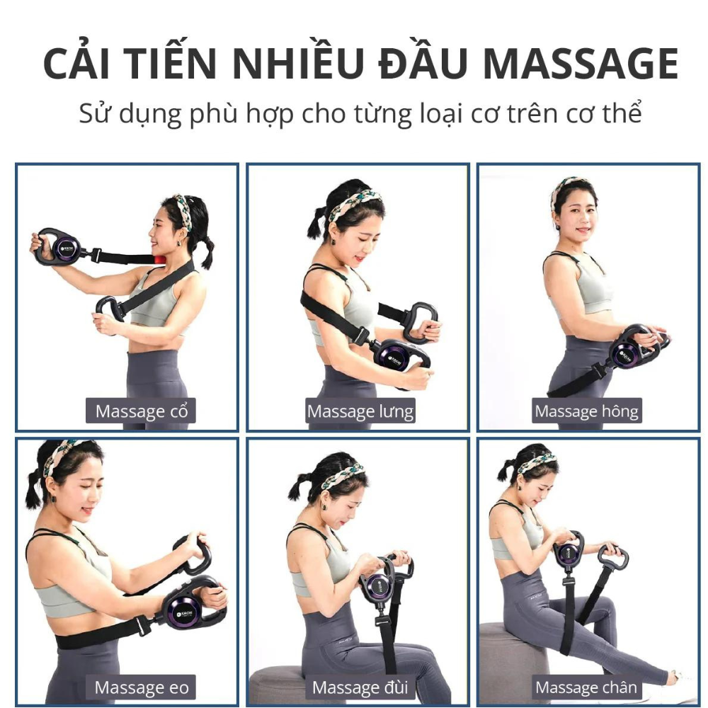 Súng massage Kachi MK353 Pro 6 đầu massage kèm đai rung