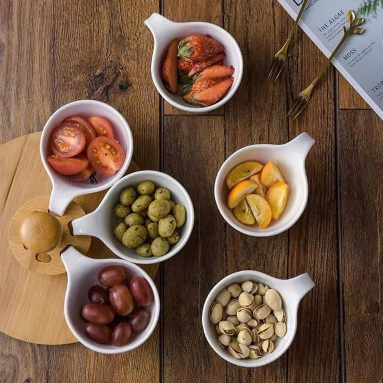 Set hũ JIALICMJ chia đĩa đựng trái cây , gia vị trà chiều snack đĩa Bắc Âu có chân đế Hàng chính hãng