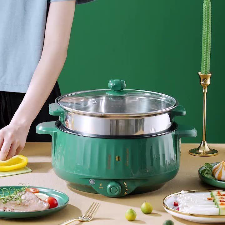 NỒI LẨU ĐIỆN ĐA NĂNG KÈM GIÁ HẤP INOX CAO CẤP - NỒI ĐIỆN CHIÊN XÀO HÂM NÓNG THỨC ĂN SIÊU NHANH CHỐNG DÍNH